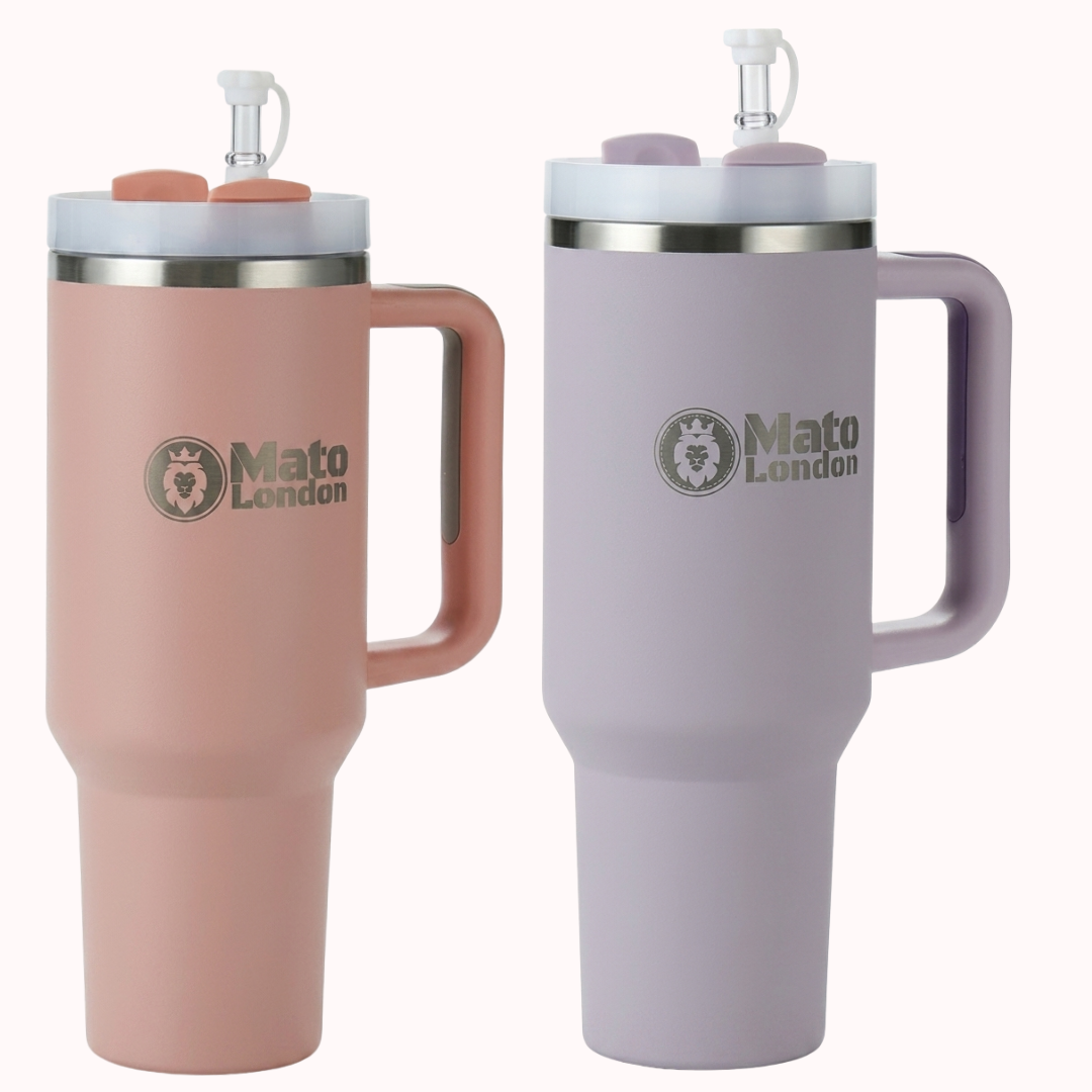 Two Mato London 40oz insulated stainless steel tumblers, Hydration Duo bundle