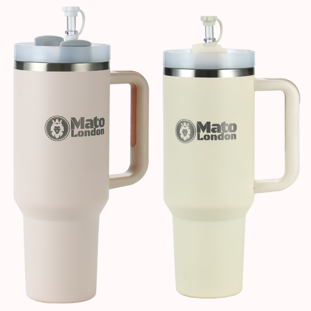 Mato London Hydration Duo — two 40oz insulated tumblers with handle and straw, twin pack